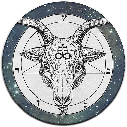 Miniatura 5 de Galaxy Baphomet - Alfombra redonda con diseño de cabeza de cabra satánica para dormitorio, sala de estar, hogar, cocina, tapete de espuma