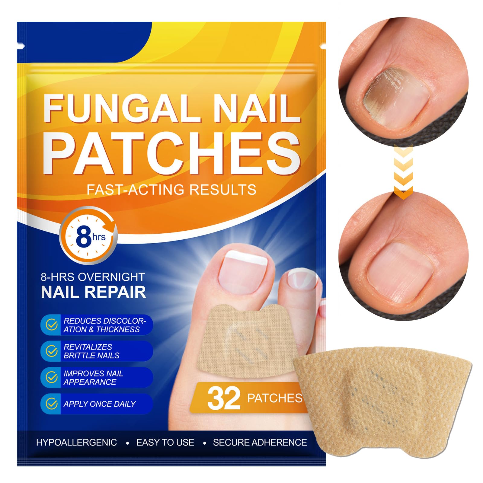 Celiodd Lot de 32 pansements anti-mycoses pour ongles - Pansements solides et efficaces pour la réparation des ongles - S'adapte à la peau