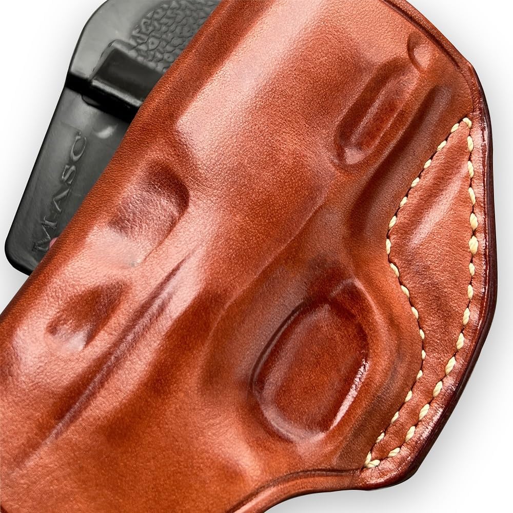 Masc Premium Leather OWB Paddle Holster Open Top Fits CSX 9mm Micro Compact 3.1-inch, Right-Hand Draw, Brown #1620#