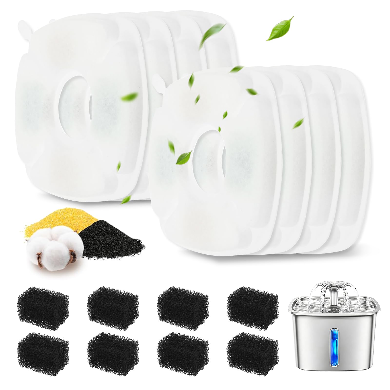 9 40 Pcs Pet Fountain Filter Replacement with Triple Filtration System Compatible with 95oz 2 8L Dog Water