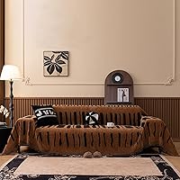 Vista 283 de VClife funda boho de sofá de felpilla para sofá seccional, funda antideslizante para sofá de 2 plazas, protector para mascotas con borlas, funda