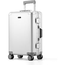 VentureVault Aluminum Carry On Luggage,22x14x9 Airline Approved,20 Inch Zipperless hard shell Suitcase with TSA Lock and Silent Spinner Wheels For business travelSilver