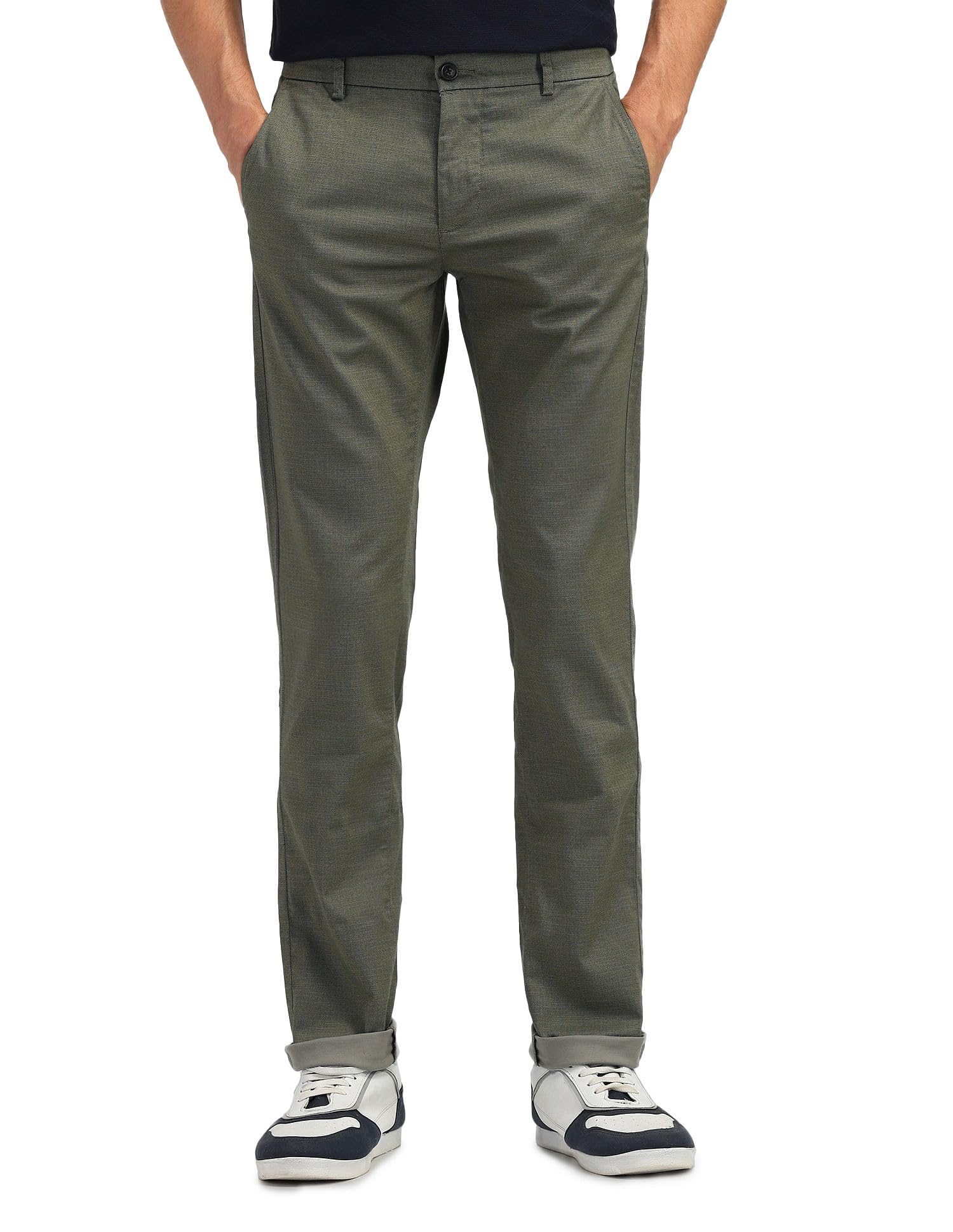 Arrow Sport Slim Fit Satin Trousers_ASAETRO2775_36 Olive-image-2