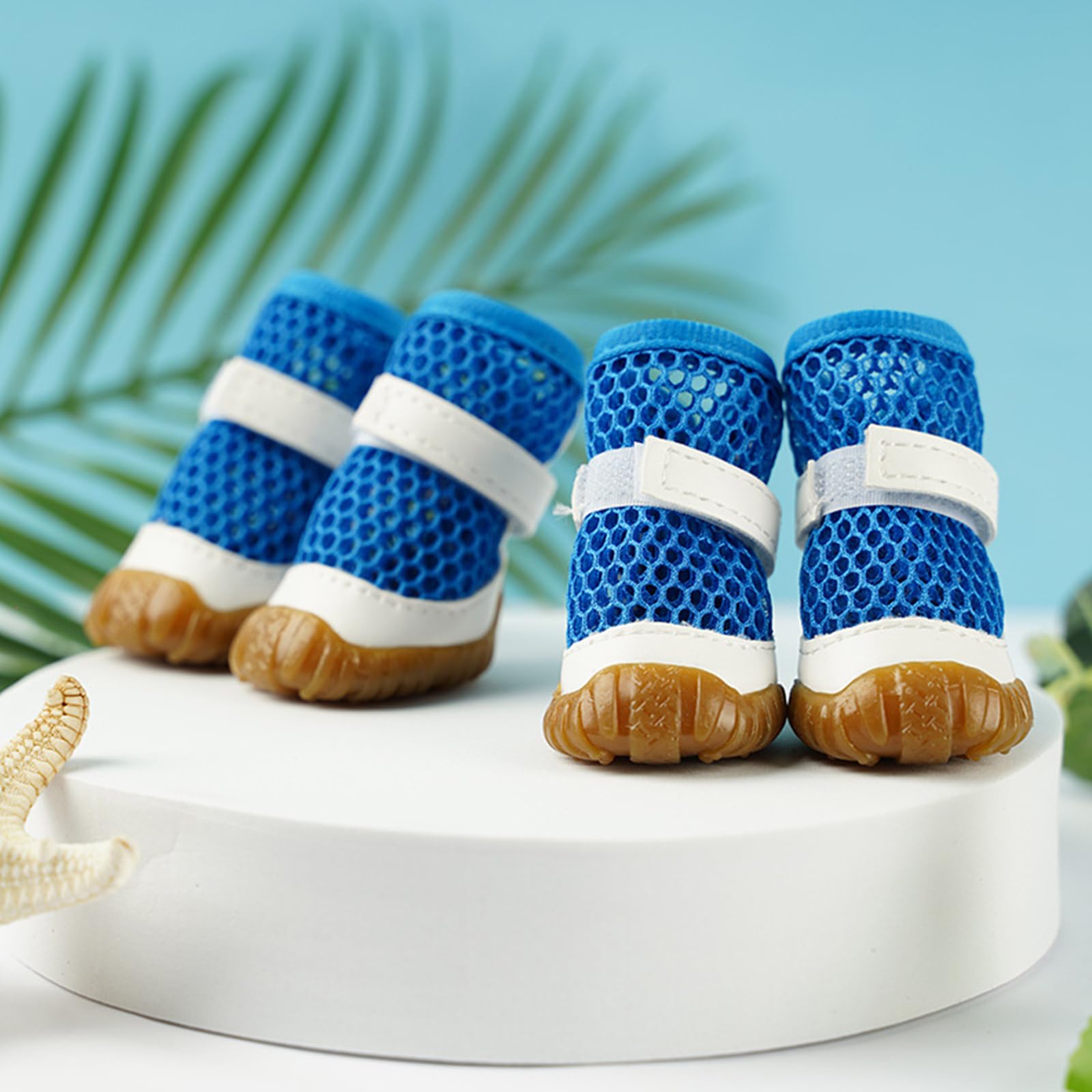 MeiAOBest 4PCS Dogs Breathable Mesh Shoes,Summer Anti Slip Boots Pet Paw Protection Cove Dog Outdoor Anti-Dirt Anti Scalding Walking Footwear_2#(Blue) - Image 4