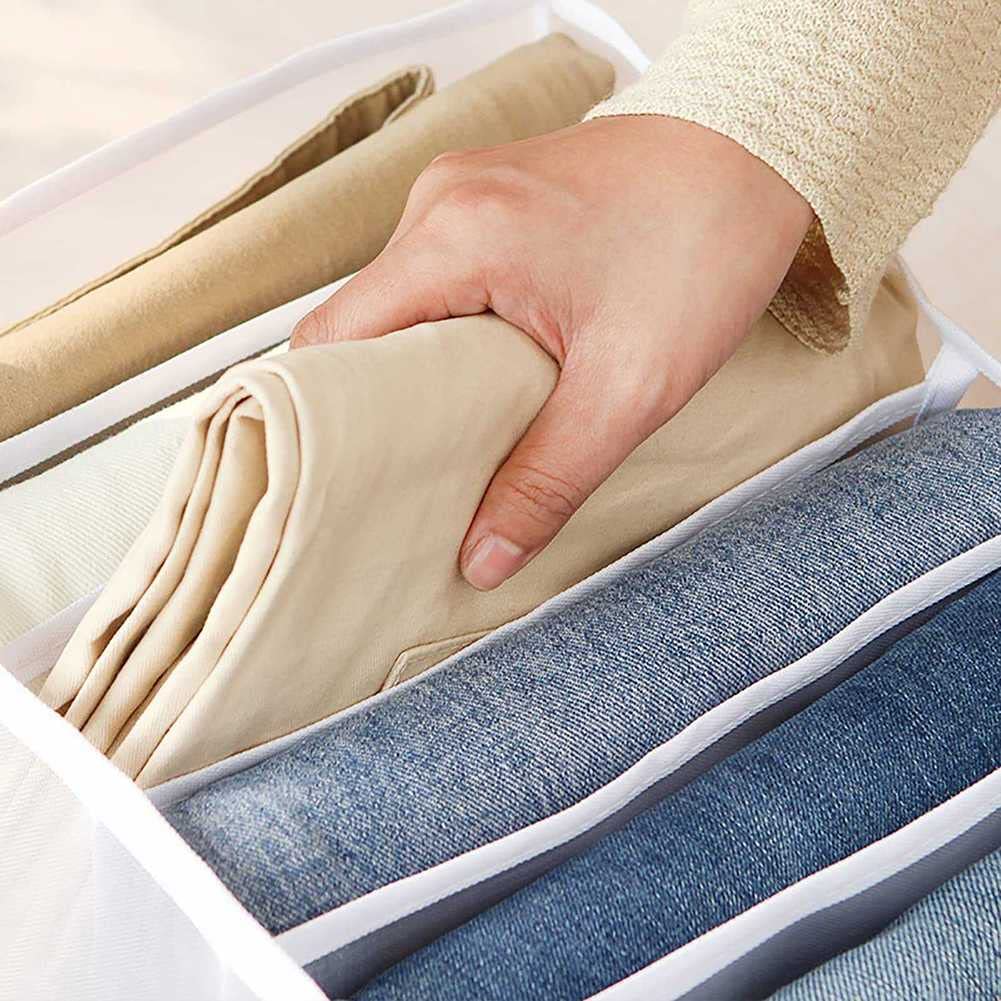 Organizador de Ropa Mejorada Organizador de Ropa de Vestuario de Gran Capacidad Dense Engrosamiento de Tela Organizador de cajón Plegable for Jeans, Pantalones, suéter, Camisetas