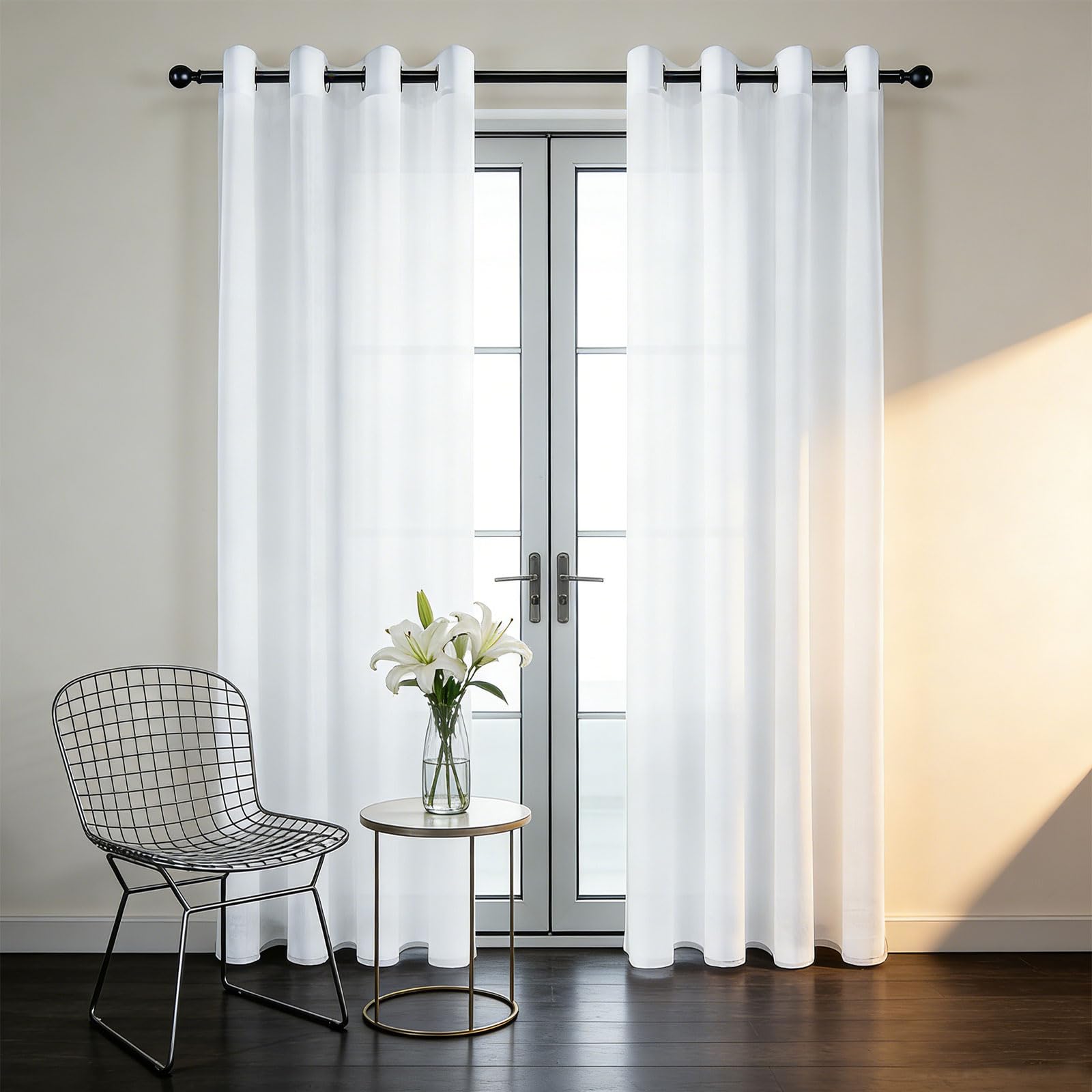 Voilages de salon semi-transparents 150x255 pour une ambiance douce et lumineuse