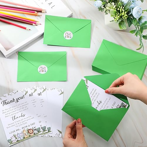 Miniatura 7 de Chuangdi 50 juegos de tarjetas de agradecimiento para baby shower con sobres y calcomanías, 50 tarjetas de agradecimiento para baby shower, tarjetas