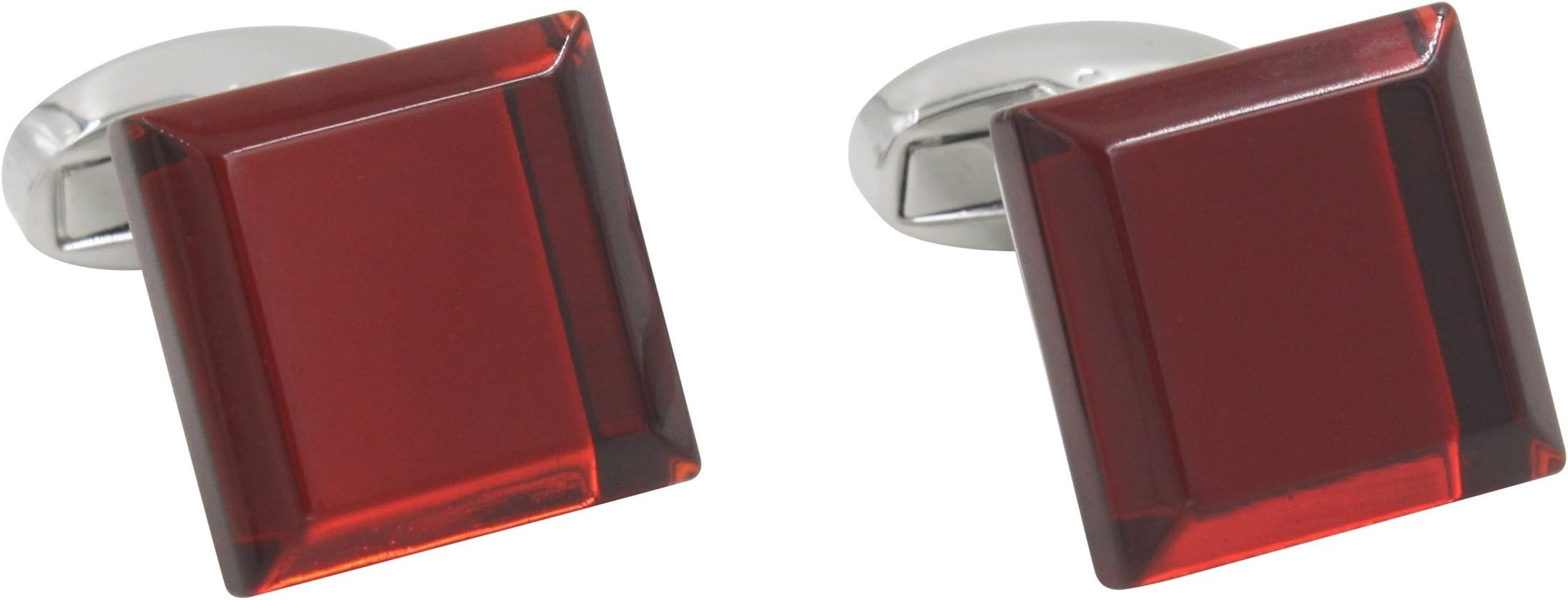 Ruby Anniversary Wedding Cufflinks | Bevelled Edge Red Cuff Links for Men | Inc Cufflinks Box