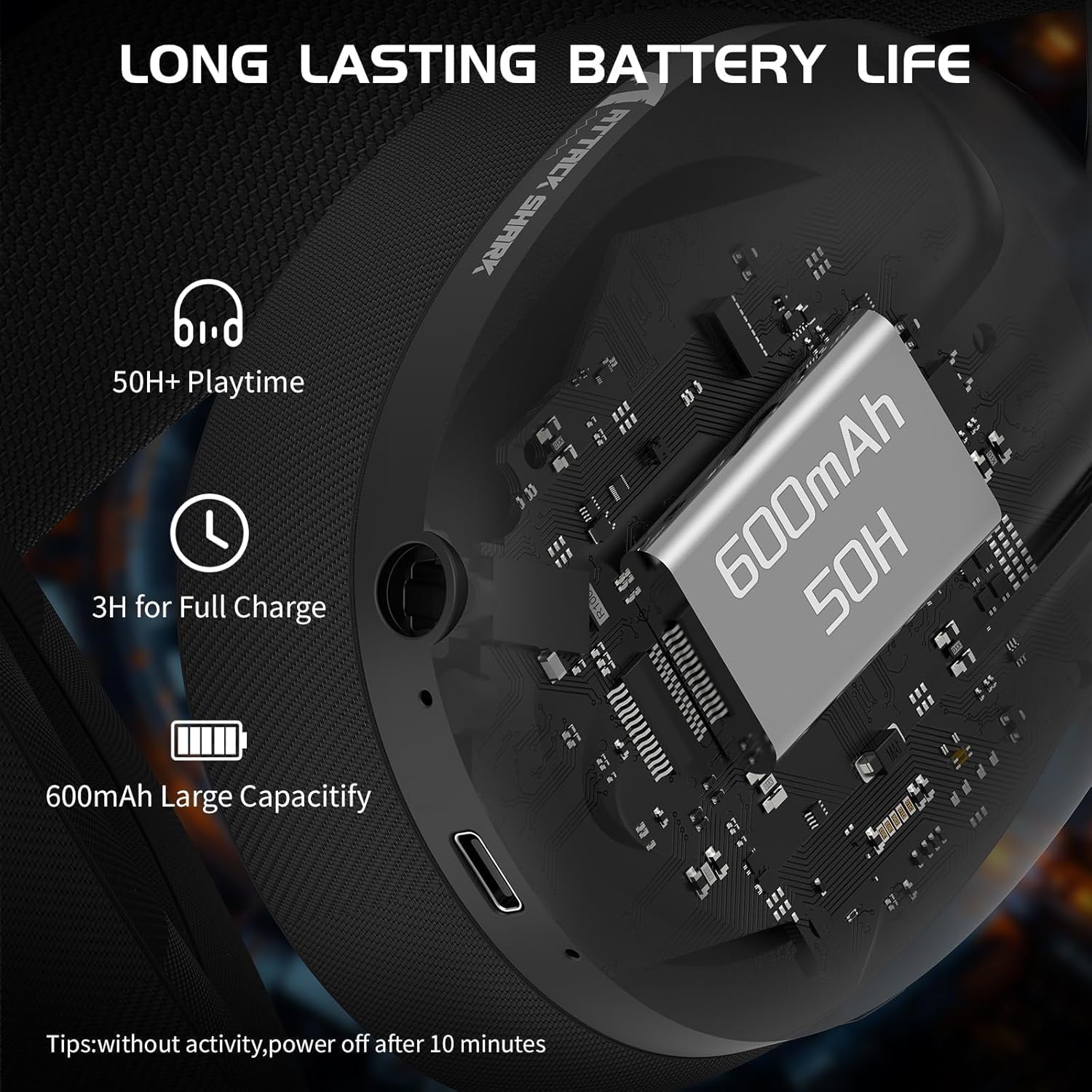 Close-up of the 2-in-1 USB-A and Type-C receiver plugged into a device, highlighting its low latency.