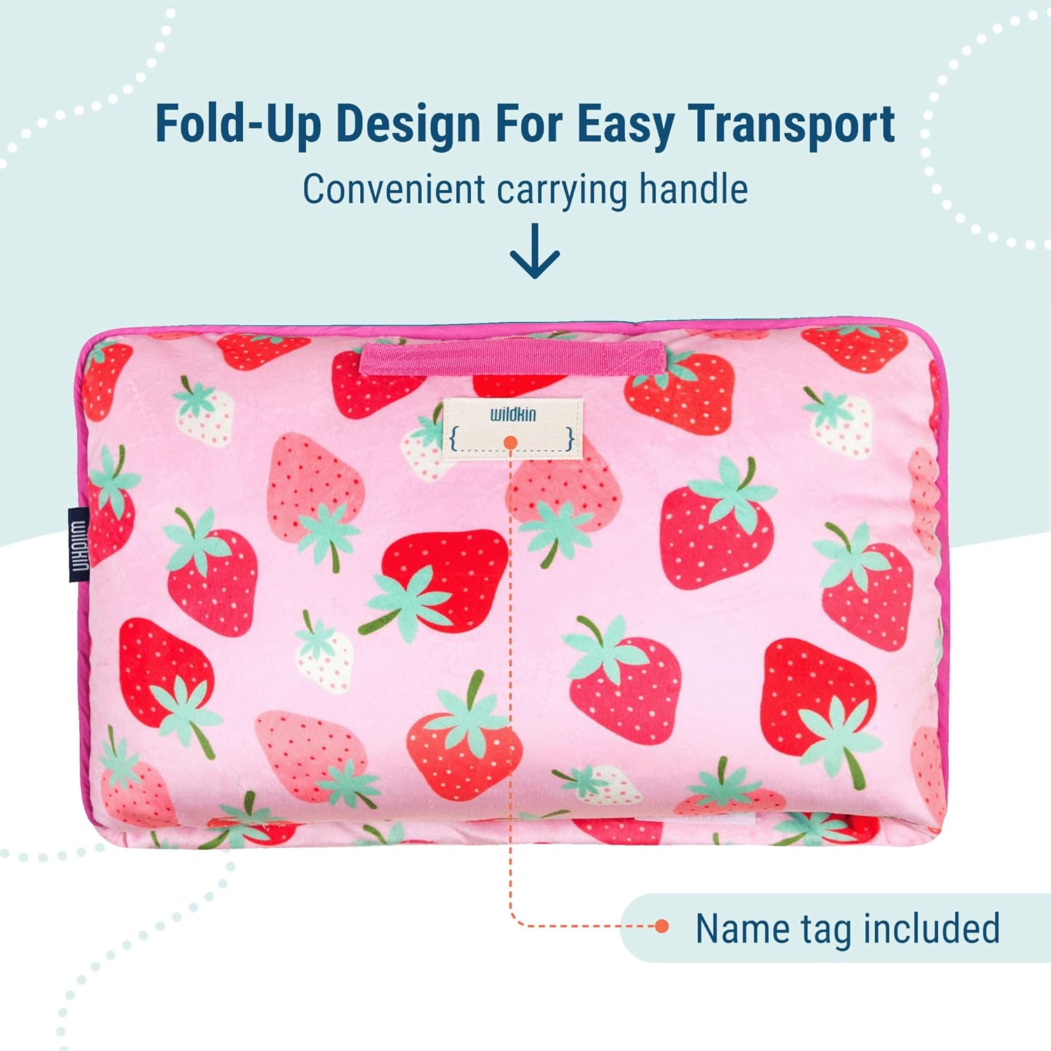 Wildkin Kids Velour Nap Mat – Soft, Cozy, Convenient for Daycare & Preschool – Strawberry Patch