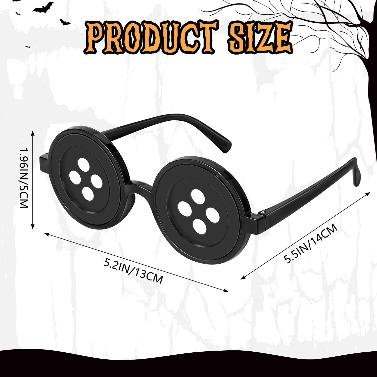 Button Eyes Glasses Set Movie Cosplay Eyewear Props Halloween Costume Accessories