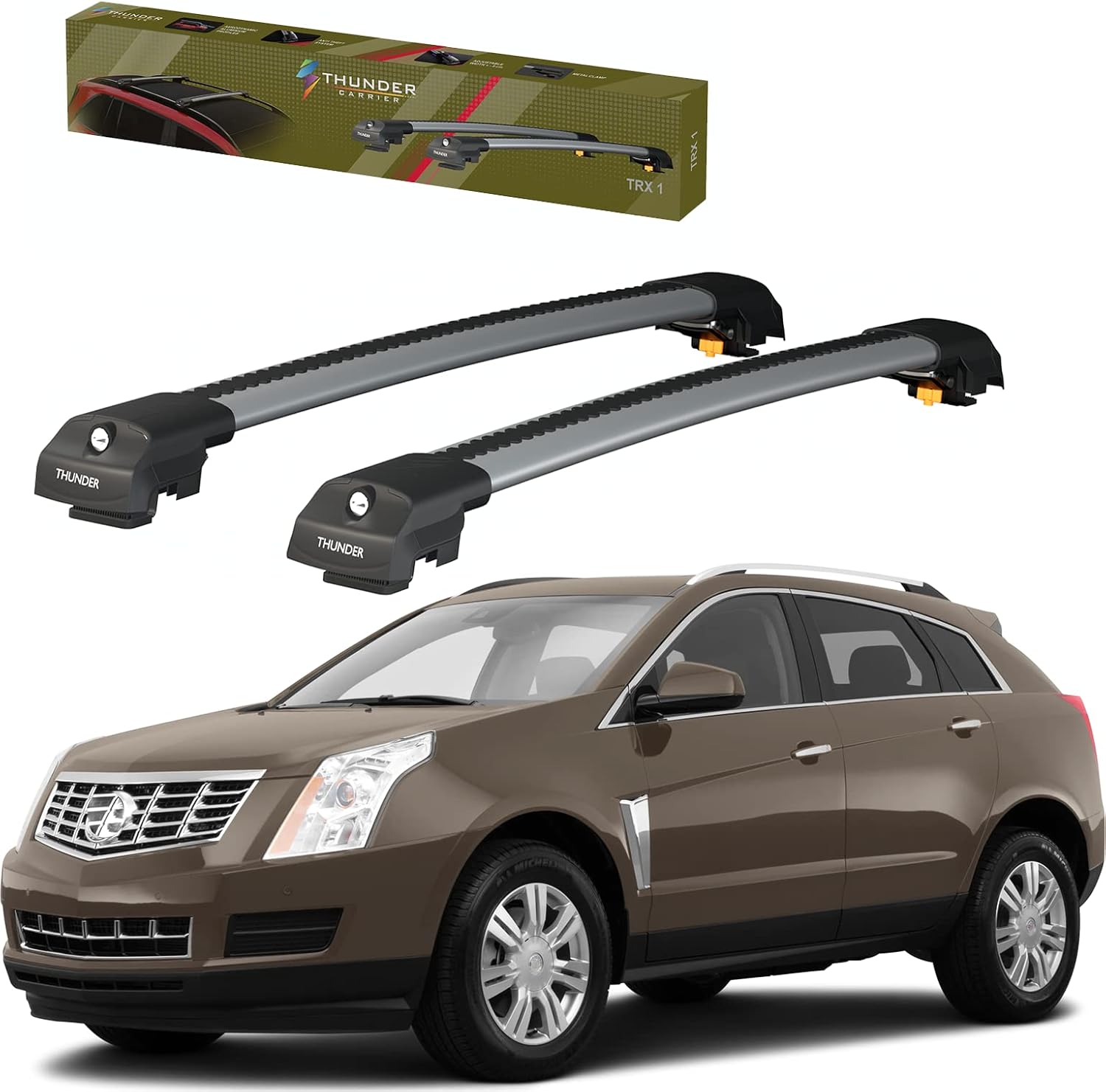 Catch USA Car Roof Rack Cross Bars for Cadillac SRX with Lock 2010-2016 Aluminum Cross Bar for Rooftop Cargo Carrier Luggage Kayak Canoe Bike Snowboard (Gray) Catch USA Car Roof Rack Cross Bars for Cadillac SRX with Lock 2010-2016 Aluminum Cross Bar for Rooftop Cargo Carrier Luggage Kayak Canoe Bike Snowboard (Gray)