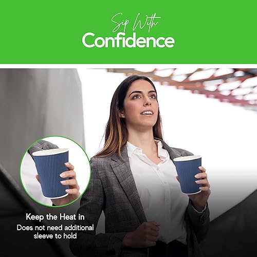 Vista 424 de Vasos de café de papel aislado de pared corrugada, 8 oz, Anaranjado