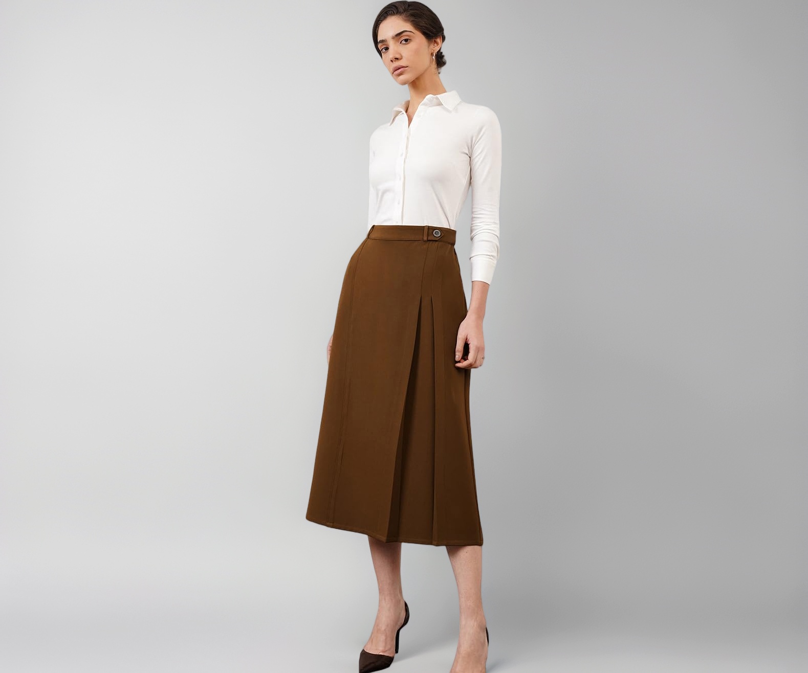 Buy FableStreet Women Formal Skirt | A-Line Fit with Knife Pleats