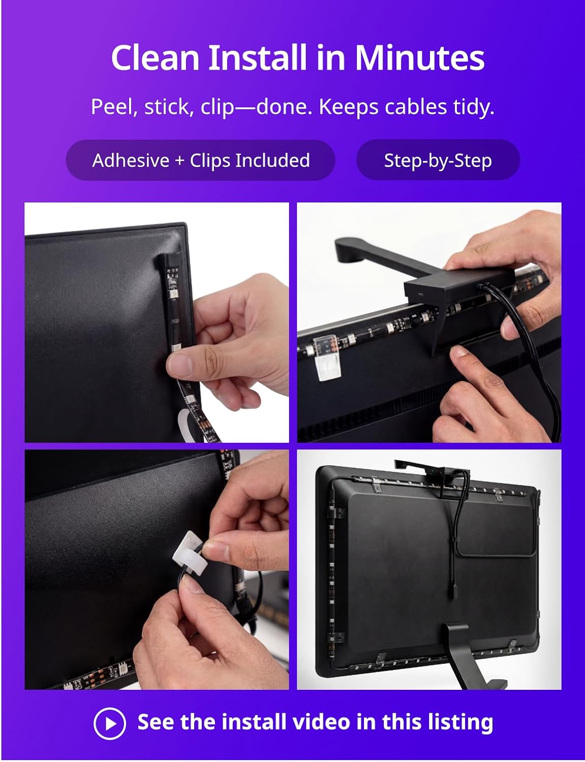 Ailofy TV Backlight with Camera, 12.5ft LED Strip Lights Behind The Monitor, Sync to 55-65 inch TVs Screen, Movie Game Mode, Color Changing TV Lights, Work with Alexa&Google Assistant, App Control - Image 7