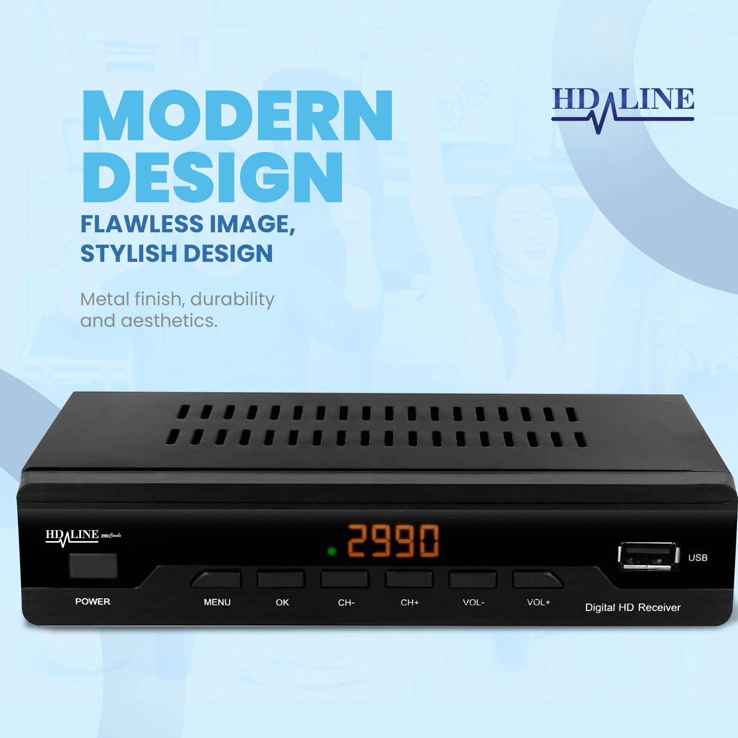 Hd-line EC 2990 Décodeur TNT - Full HD 1080p - DVBT-2 - Tuner TNT - Decodeur TV (HDTV,SCART,USB) HD pour TV