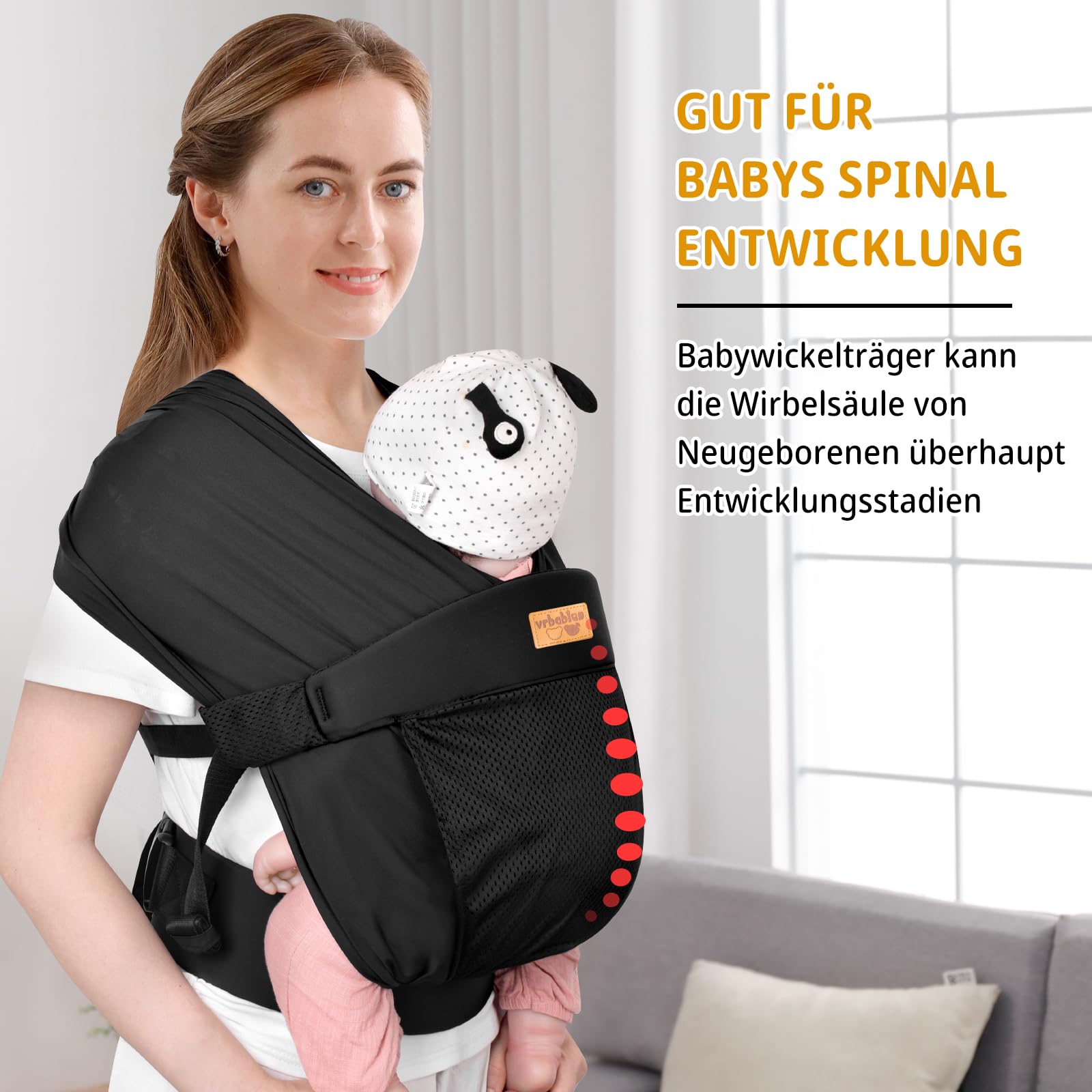 Portabebés recién nacidos, ergonómico para recién nacidos desde el nacimiento, ligero y cómodo, fácil de llevar, adecuado para madres y padres, bebés de 3 a 15 kg