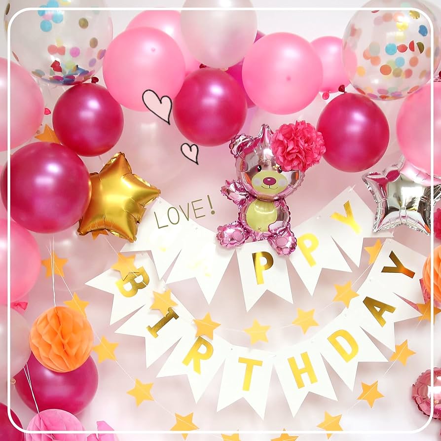 フラワー 誕生日 ガーランド コンフェッティ バルーン Amazon | deerzon 女の子 誕生日 飾り付け 93点セット