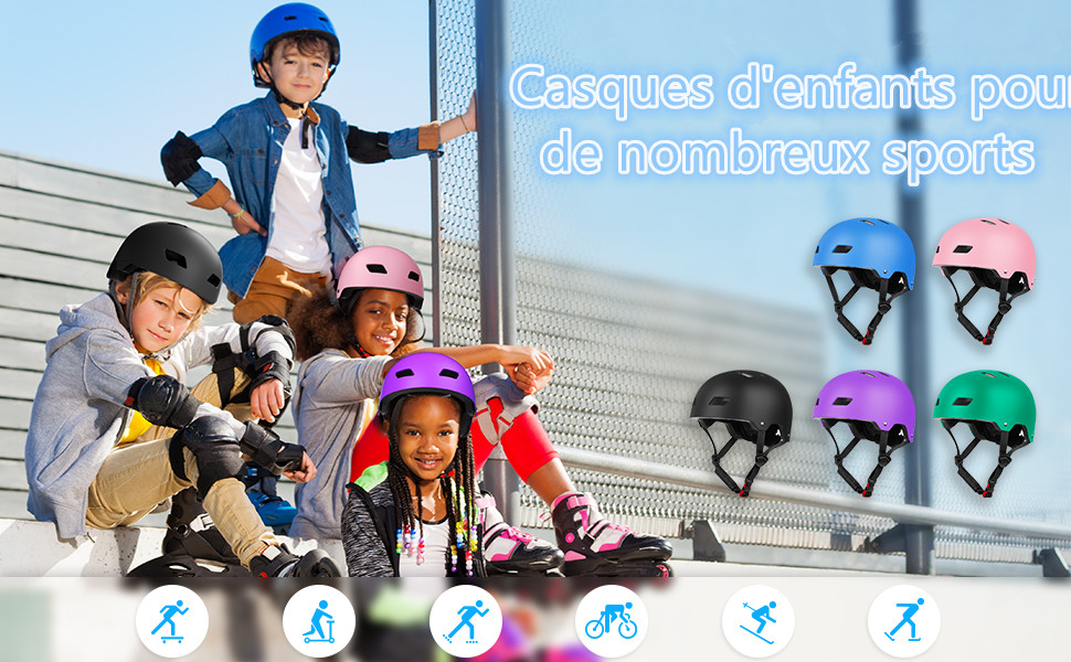 Casque Vélo Enfant FAYDUDU - Protection Réglable Pour Skate, Roller Et Trottinette 3-13 Ans
