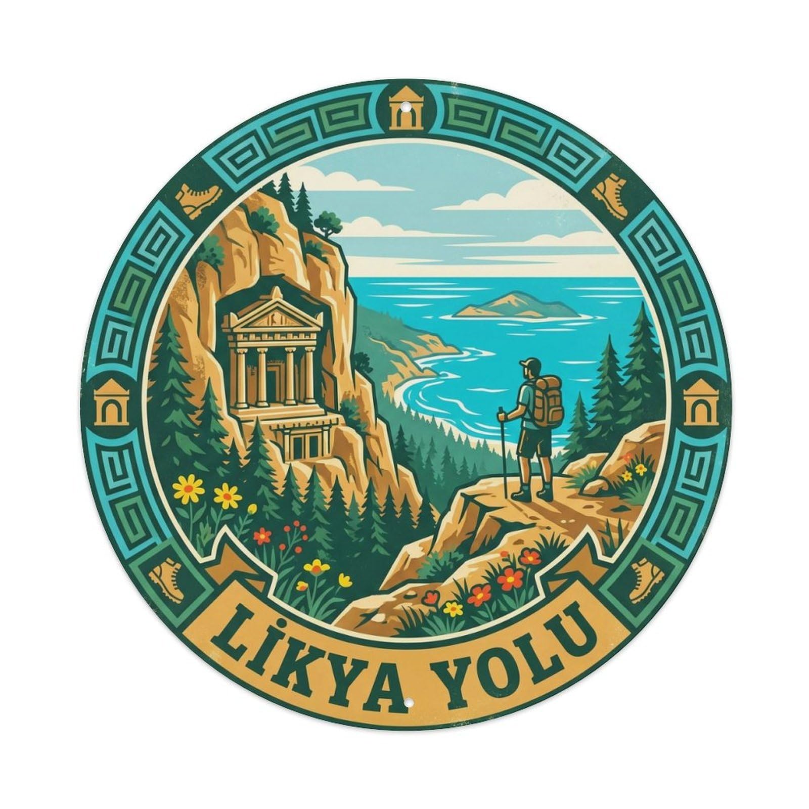 Lycian Way Trekking Ancient Turkey Retro Graphic Metal Tin Sign