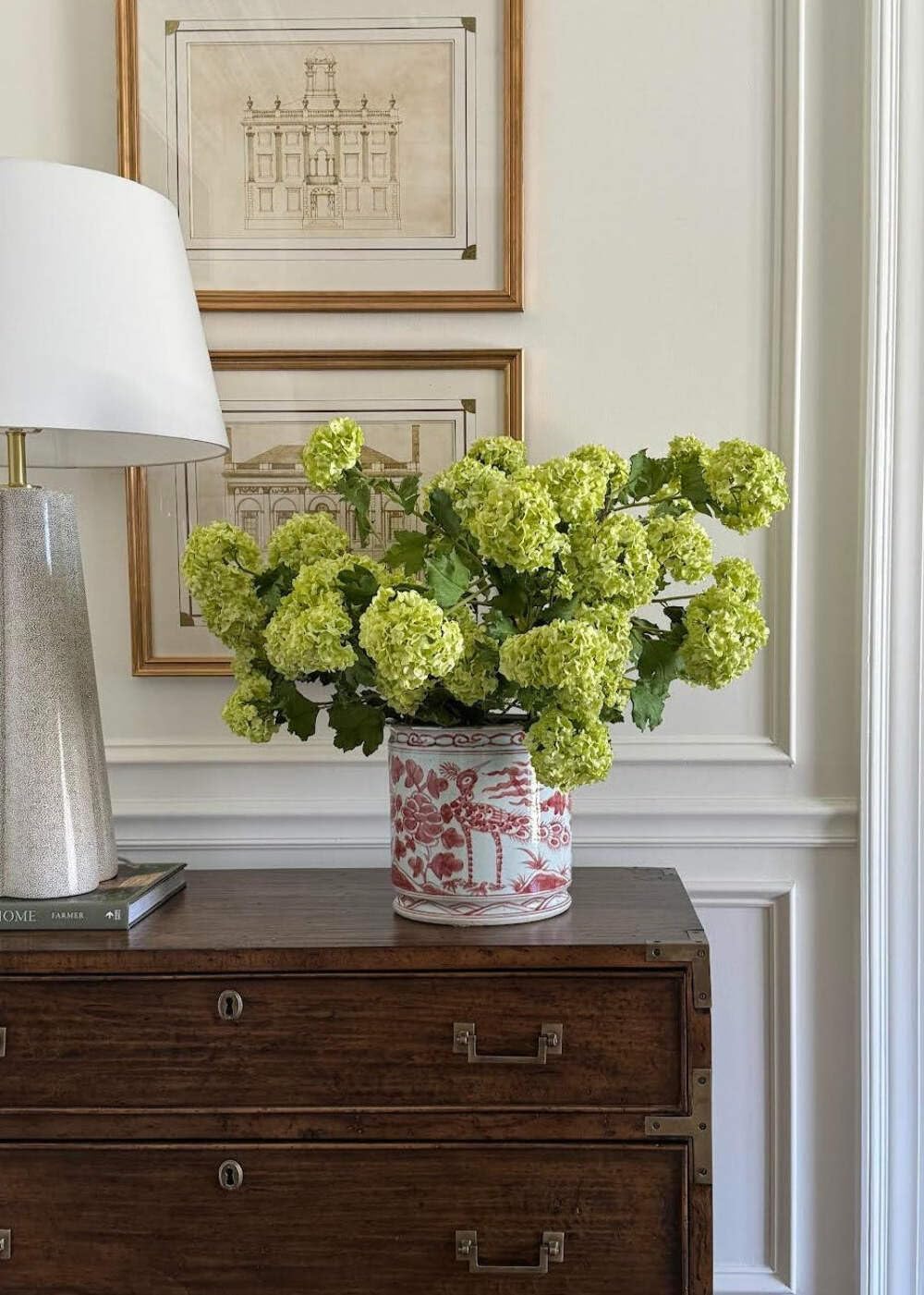 Afloral Faux Flowers Snowball Flower Stem in Green - 43.5"