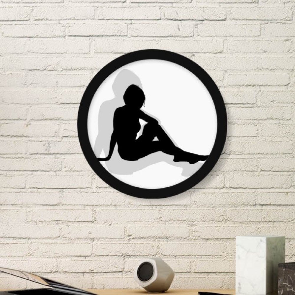 Art Peinture Cadre Photo Ronde Bois Noir Silhouette Femme Déco Murale Maison Large