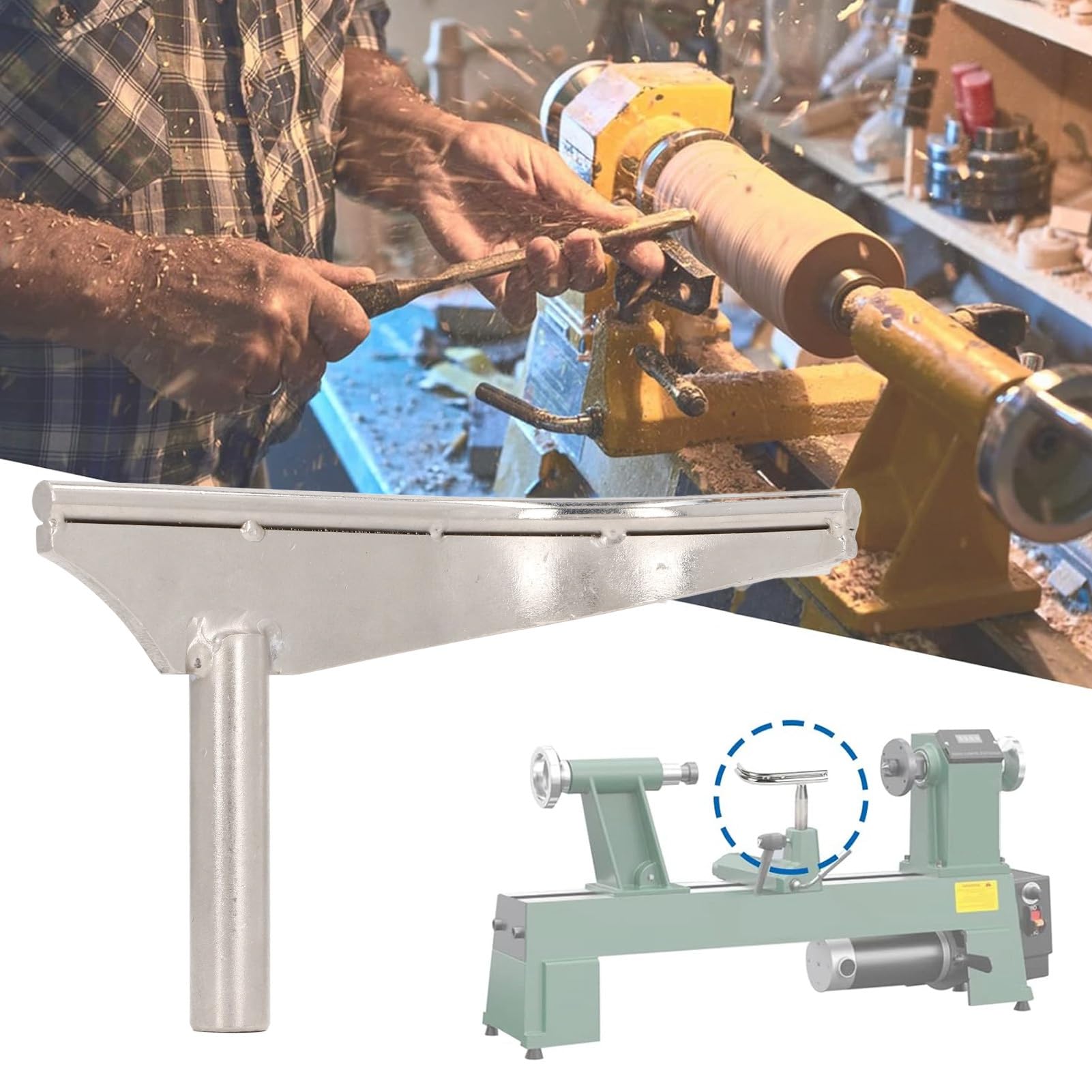 Alomejor Soporte para Herramientas de Torno, Soporte Curvo para Herramientas de Torneado de Madera de 6 Pulgadas para Tazones con Columna de 5/8 Pulgadas de Diámetro, Resistente de Acero 304 para