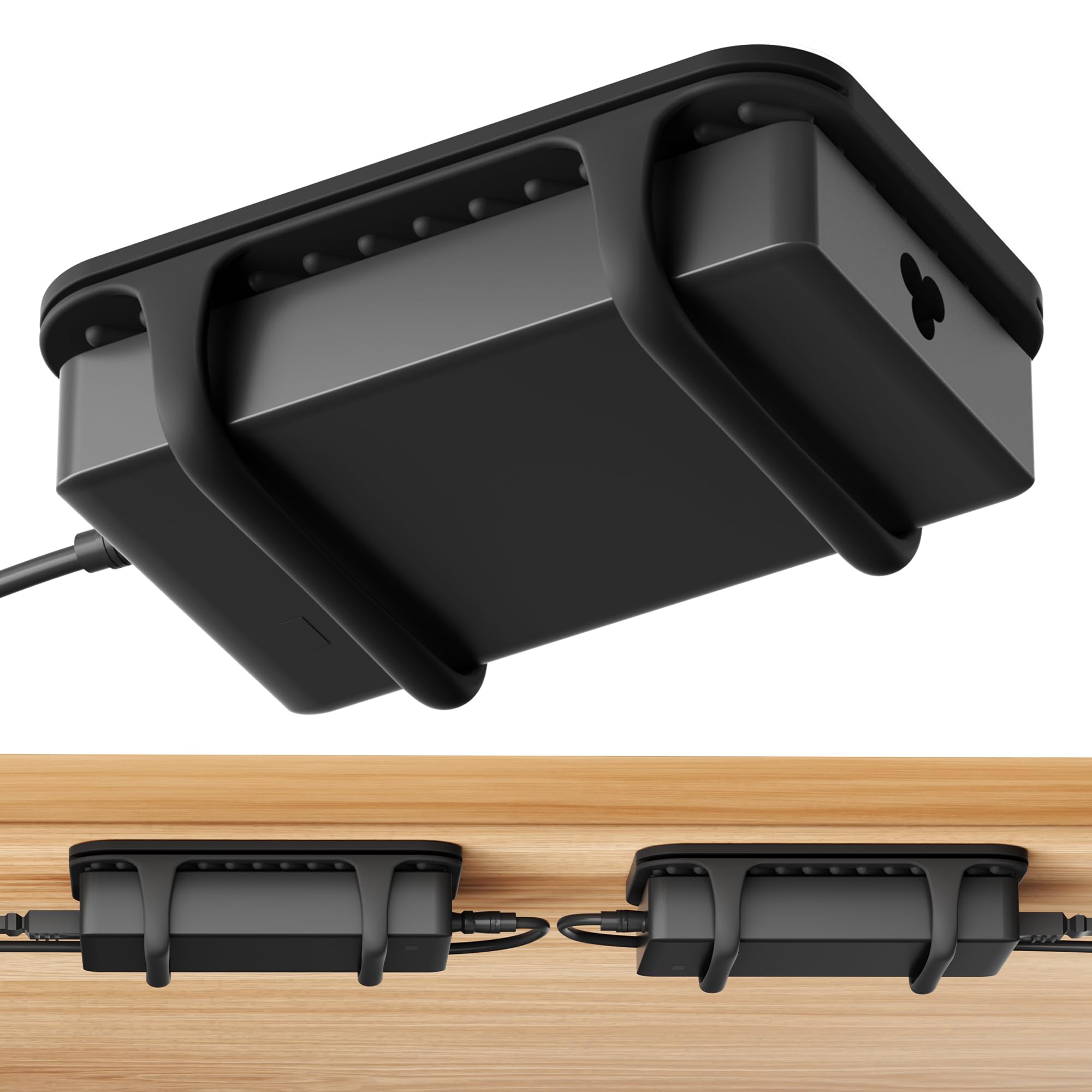 Photo 1 of 2 Pack Universal Silicone Laptop Charger Holder,Under Desk Power Brick Mount Organizer for Charging Brick & Cables,Flexible Non-Slip Power Bricks Mount,Secure Supply Holder for Laptop Charger,Black