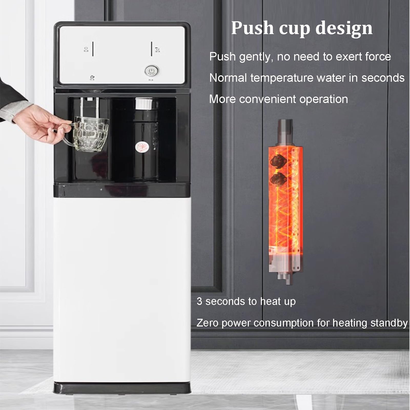Fontaine à Eau Debout Autonome, Distributeur d'Eau sur Pied Double Fonction Glace et Eau Chaude