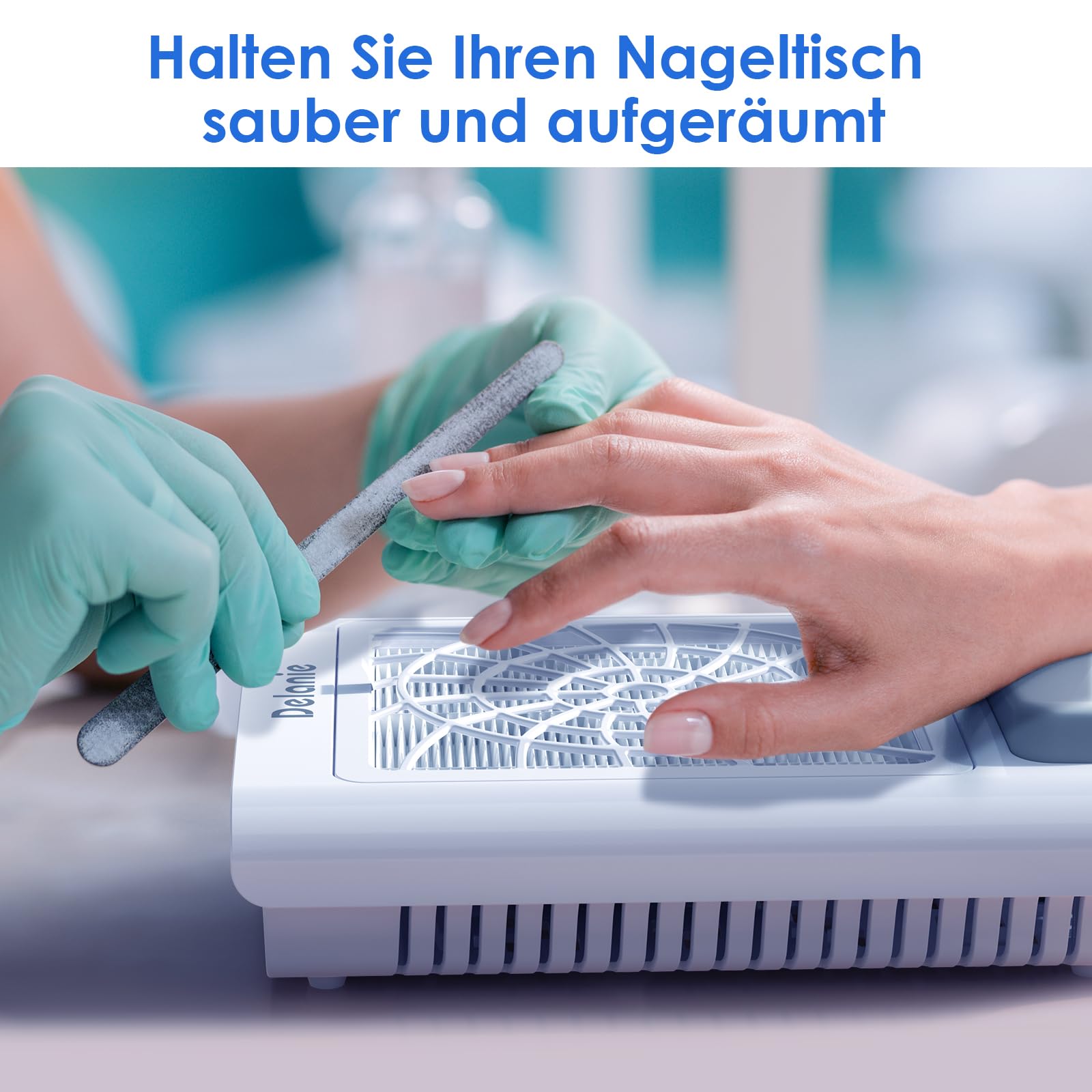 Delanie Ultrastark Staubabsaugung für Nägel, Leiser Nagelstaubsauger | Wiederaufladbar Nagel Staubabsaugung kabellos für Nagelstudio & Zuhause, Absauger für Gelnägel & Nageldesign, Nailart Zubehör
