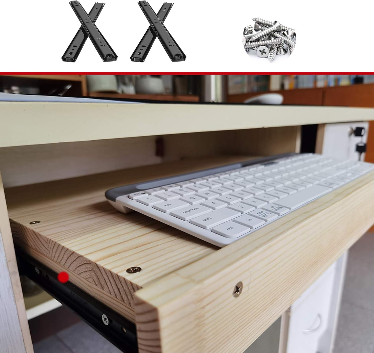 4 Pack Heavy Duty Drawer Slides, 300mm (12 Inch) Ball Bearing Runners, 35kg Load Capacity for Kitchen Cabinets, Smooth Glide, Easy Installation, Durable Black Finish