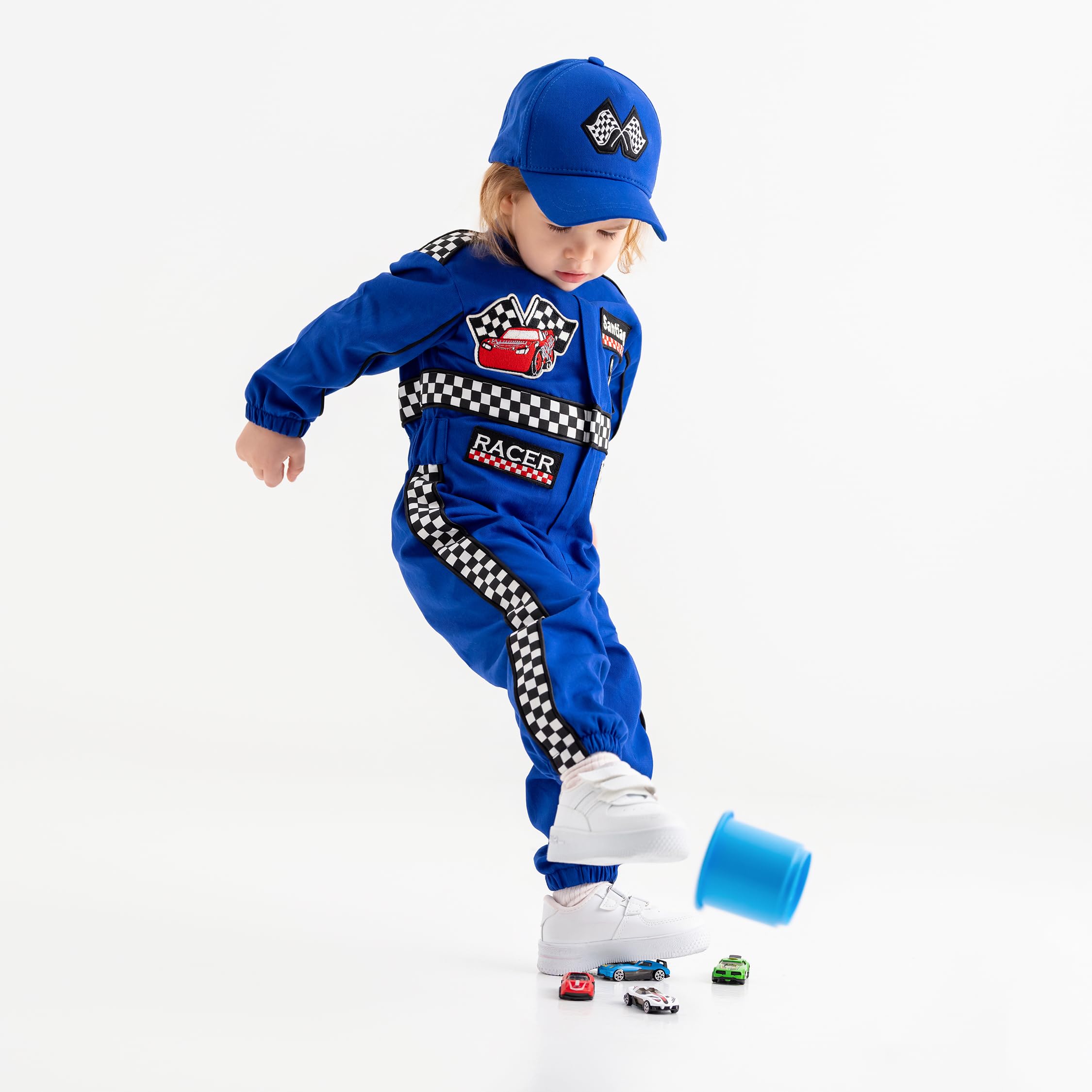 Costumes Club Personalized Handmade Race Car Driver Costume for Toddlers (3T, Blue), 3 Years - Image 3