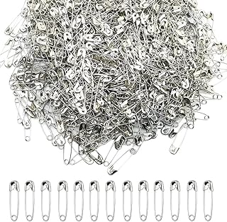 1000PCS Safety Pins, 0.75In/19mm Small Fastening Pins, Rust Resistant Nickel Plated Steel Set for Crafting, Sewing, Jewelry Making Fabric, Rimming Fastening Clip Button for Garment Hang Tag (Silver)