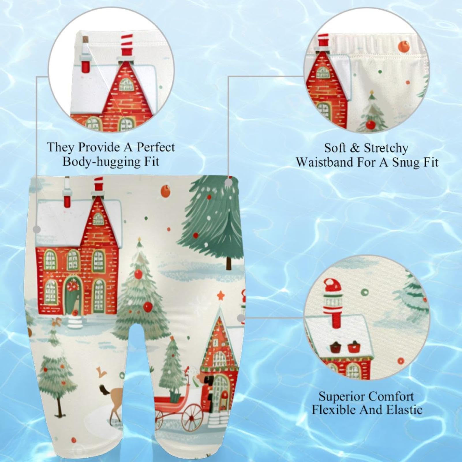 Christmas Trees Swimsuit for Men & Boys,Competition Lap Swim Suit, Square Leg Endurance Training Multicoloured