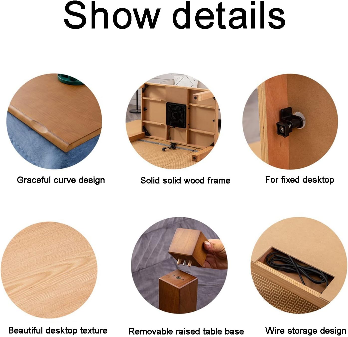 Kotatsu Table Set - Multifunctional Solid Wood Heating Low Table for Living Room - 5-Piece Cozy and Warm Gift for Family