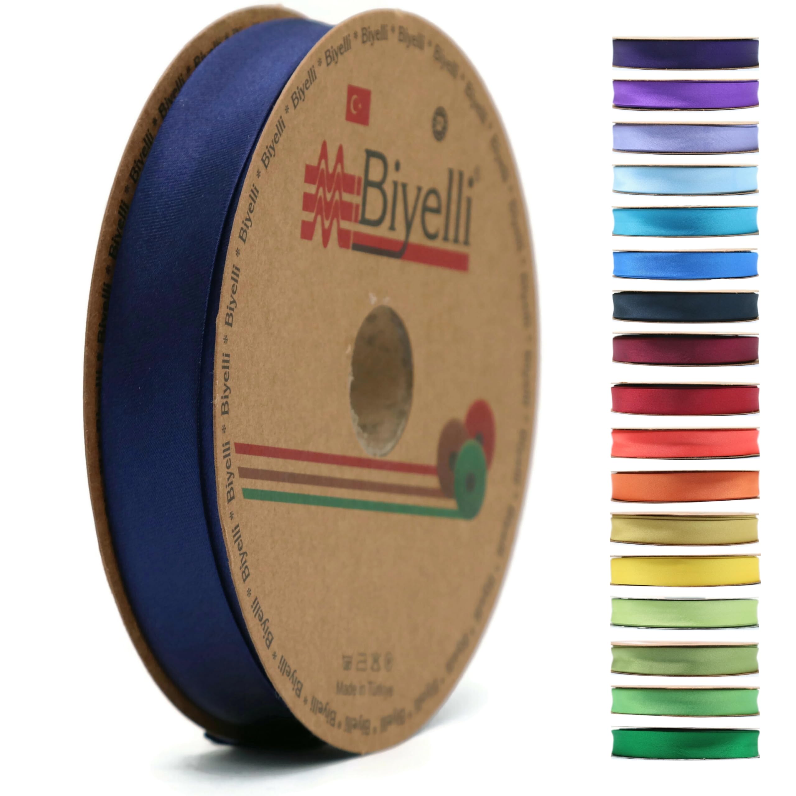Fold Satin Bias Tape - 99+ Colors - 3/4 Inches Wide - 27 Yards - Fold Satin Binding Bias Ribbon Fabric Piping Bias Binding Tape for Sewing Clothing DIY (21. Night Blue) BYS21