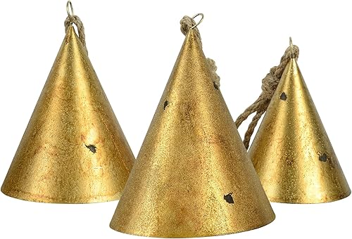 Miniatura 2 de Styleonme Campanas decorativas, campanas de Navidad, campanas de bendición de metal para interiores y exteriores, juego de 3 piezas de campanas