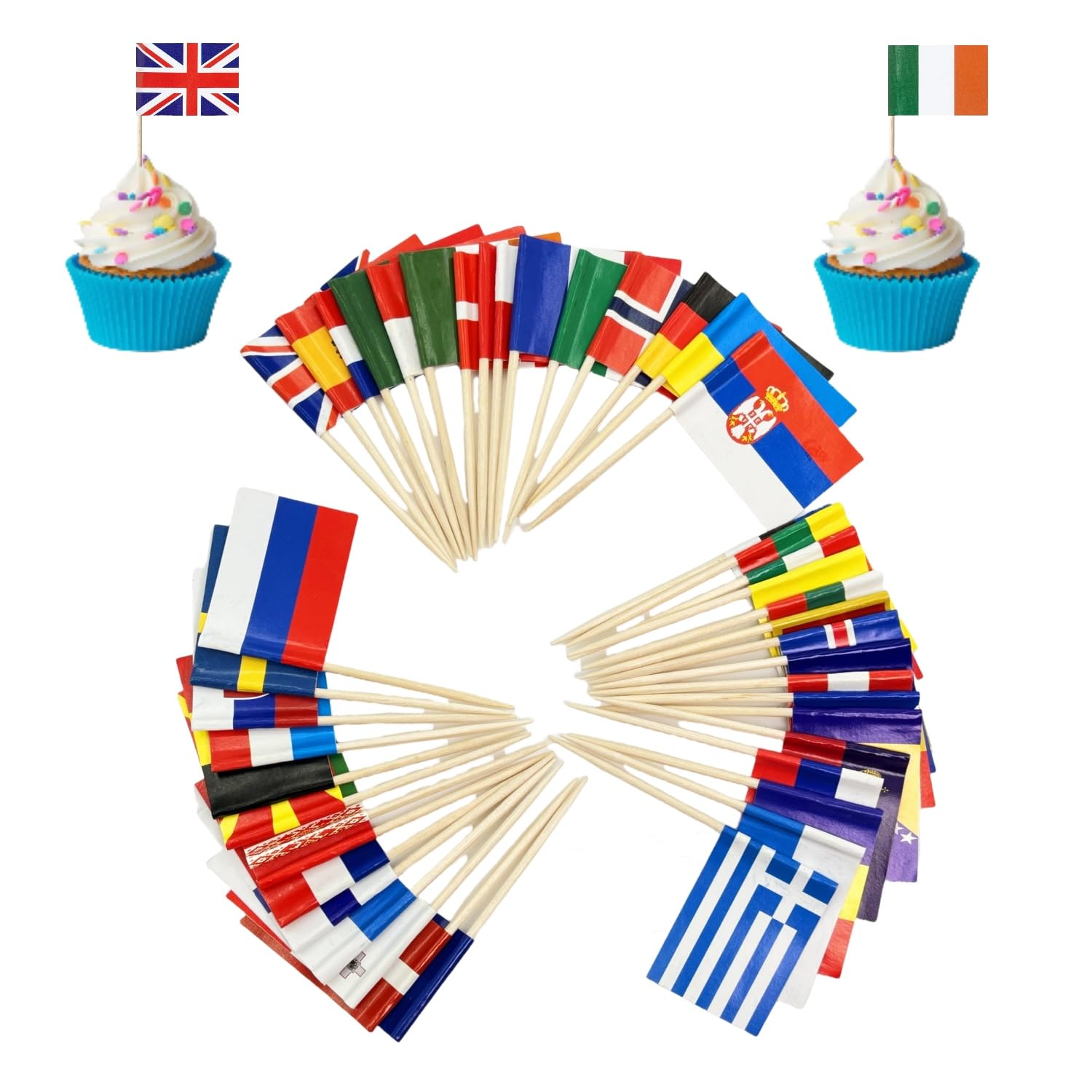 BQTBQT Europe Countries Mini Toothpick Flags Decorations Party Theme, Countries Cupcake Toppers Cocktail Food Flags Decor（88 Pcs）
