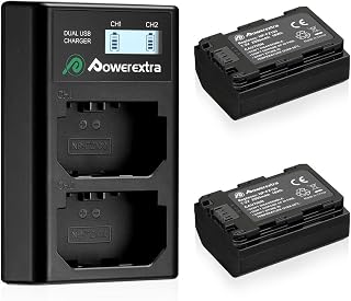 Powerextra 2 Pack Replacement Battery 2500mAh Compatible with Sony NP-FZ100 with Smart LCD Display Dual Charger for Sony A9, A7R III, A7 III Digital Camera