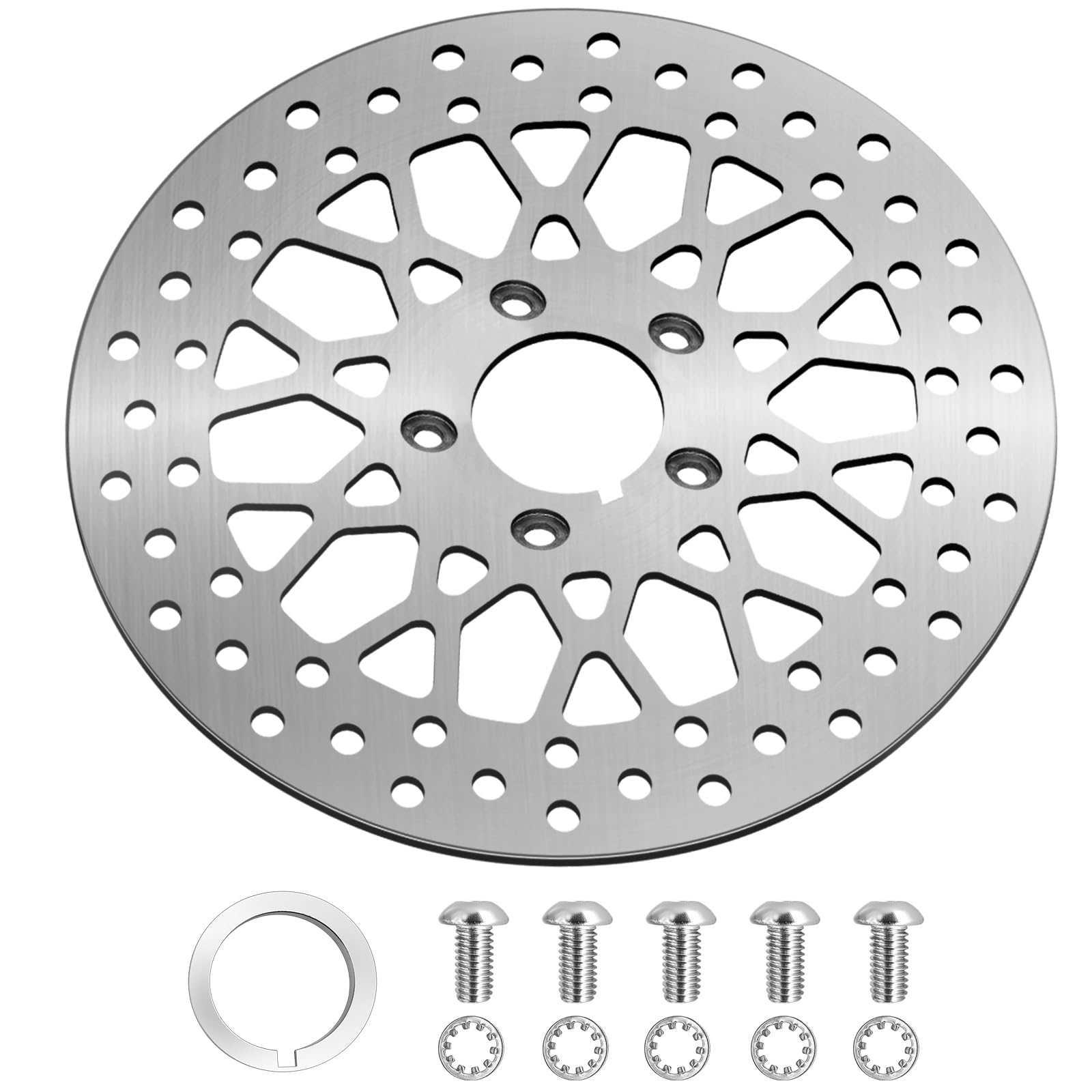 11.5'' Front Brake Rotor Compatible with Harley Rotor Electra Glide,Road King,Road Glide, Street Glide,Front Brake Rotor Kit Brushed Finish Stainless