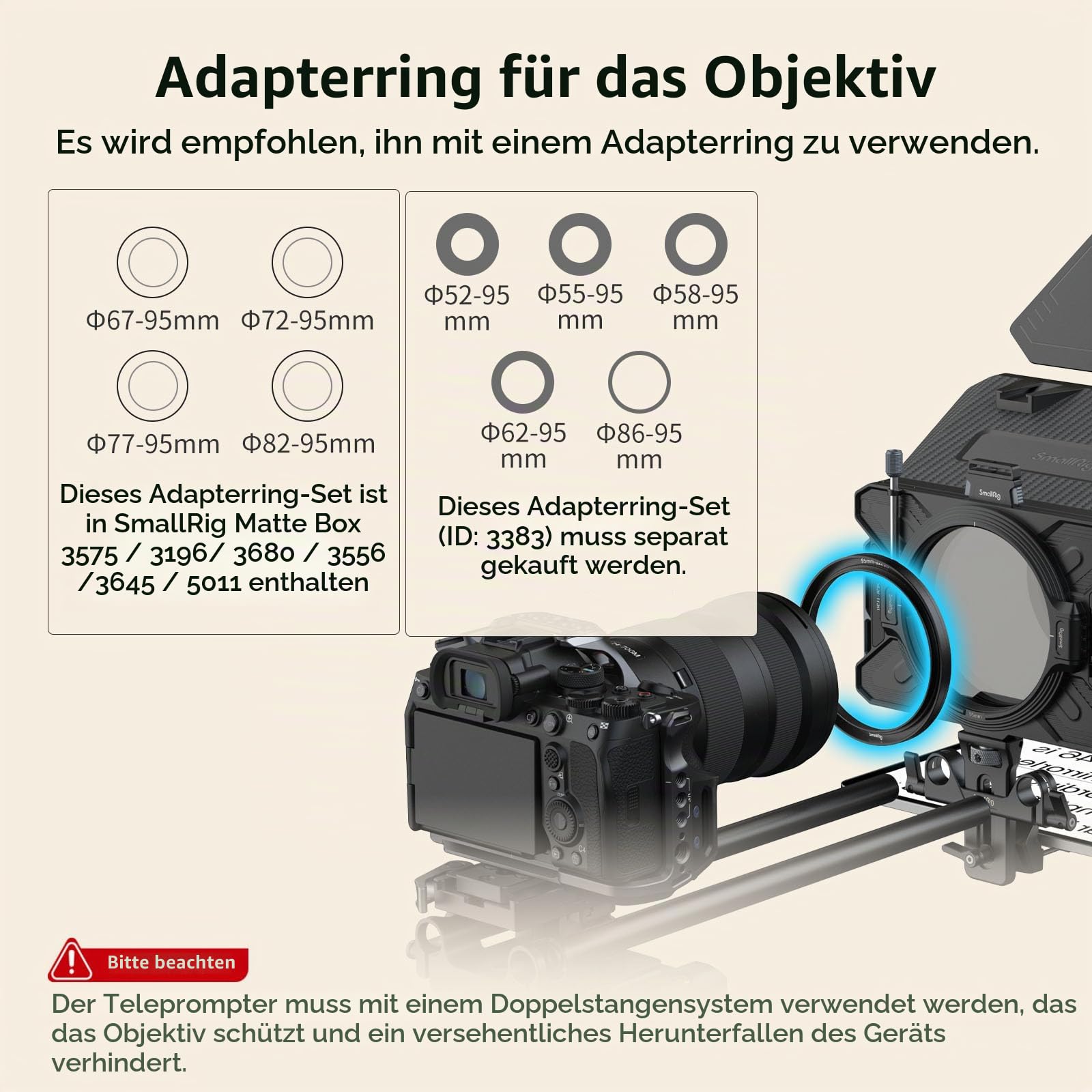SMALLRIG Teleprompter für iPad für Android-Tablets bis zu 11 Zoll, Nicht für Smartphones, kleine GoGo-APP unterstützt PDF Picture Word TXT, muss mit 15 mm LWS Grundplatte für spiegellose DSLR – 3646B