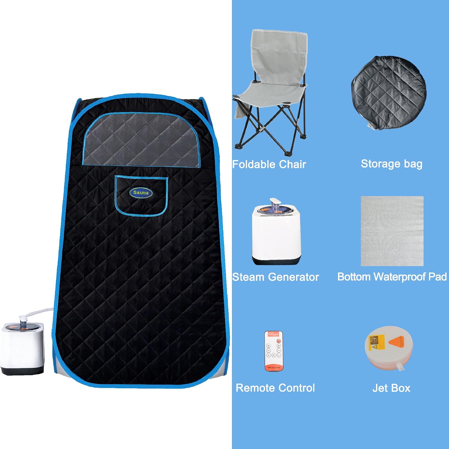 Portable Folding Full Size Steam Sauna - 1000W Personal Spa Tent with 2.2L Steam Generator for Relaxation at Home