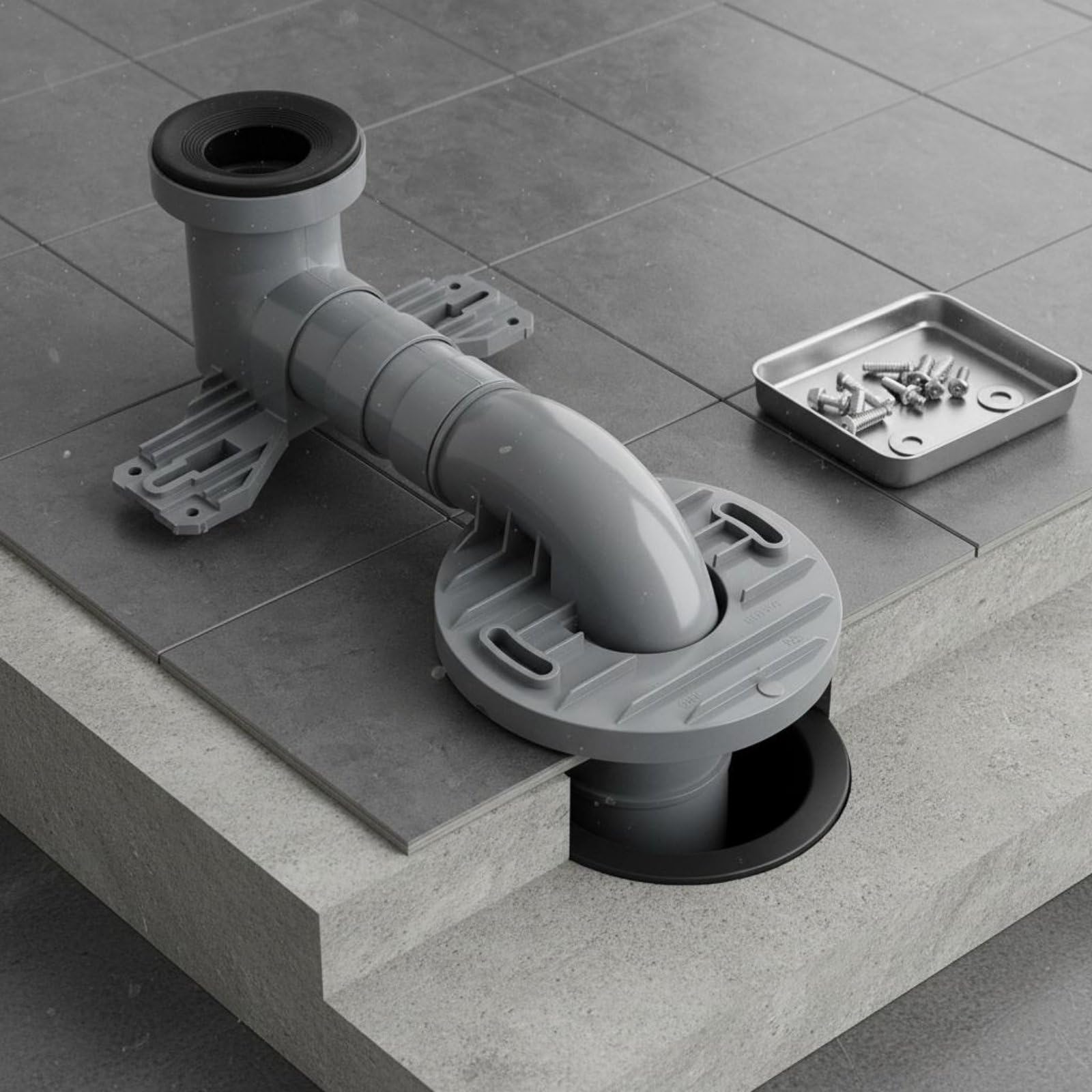 Toilette Versatzadapter Toilettenverschieber Abflussversatz Rohradapter Abflussverlagerer aus PVC für Flexible Neuplatzierung Ohne Aufstemmen Dichte, 400MM, Toto