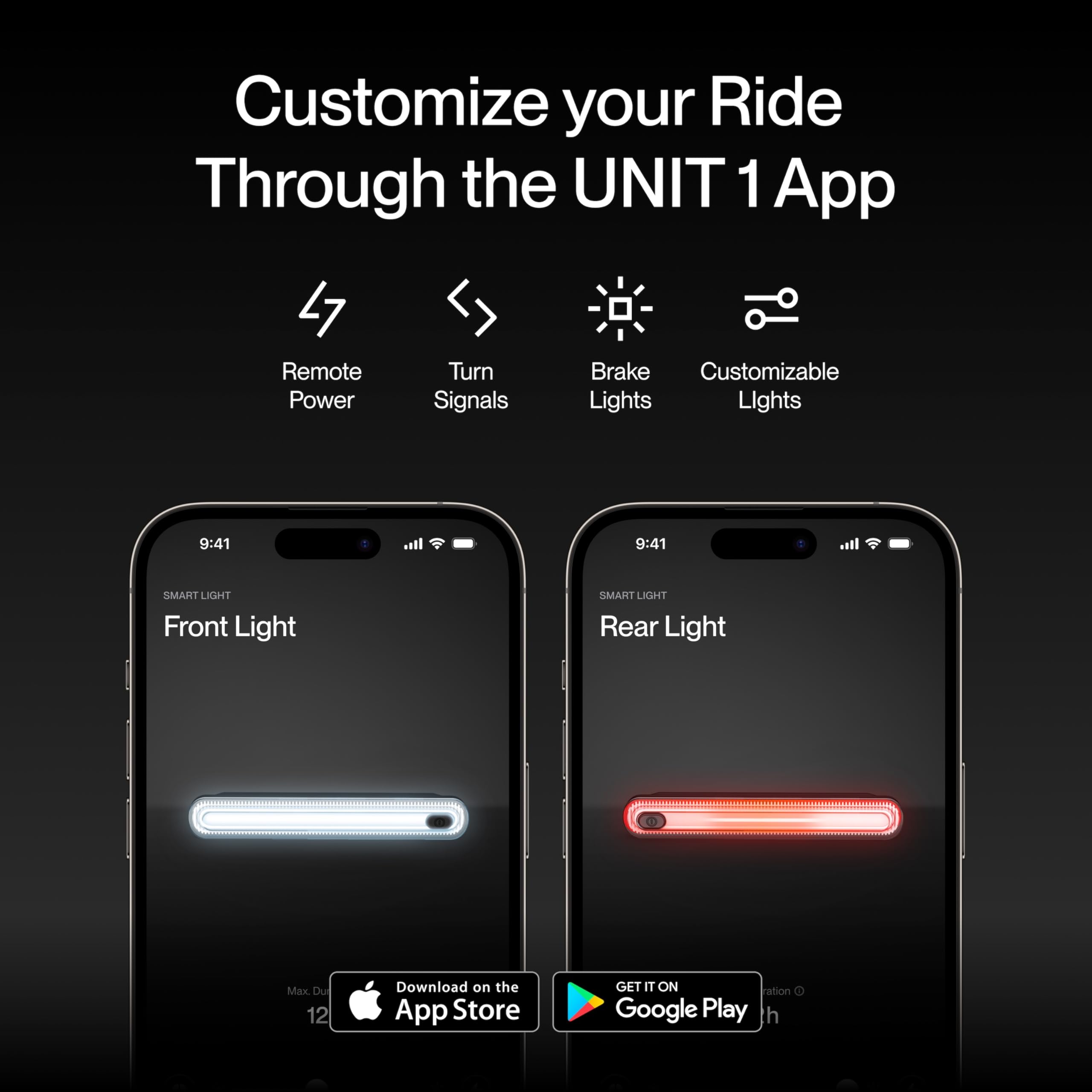 UNIT 1 Smart Light Pro Dual Luci Bici con Custodia di Ricarica | Luci anteriori e posteriori, sincronizzate per frecce e luce stop