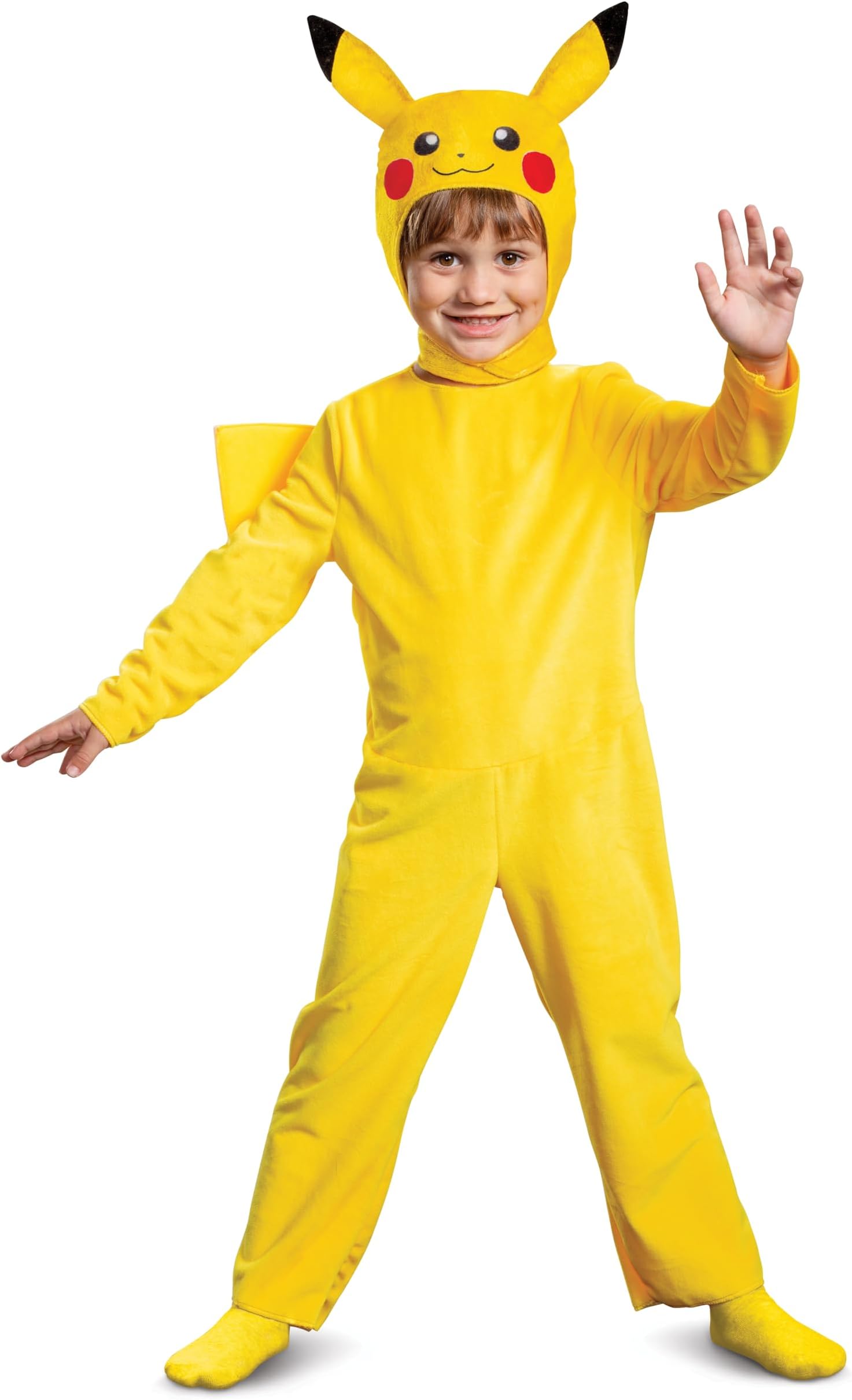 DISGUISE Pokémon Pikachu Jumpsuit Fancy Dress for Toddlers, Official Pokémon Licensed Deluxe Unisex Fancy Dress, with Fabric Hood and Attached Tail, for 3-4, 4-6 years