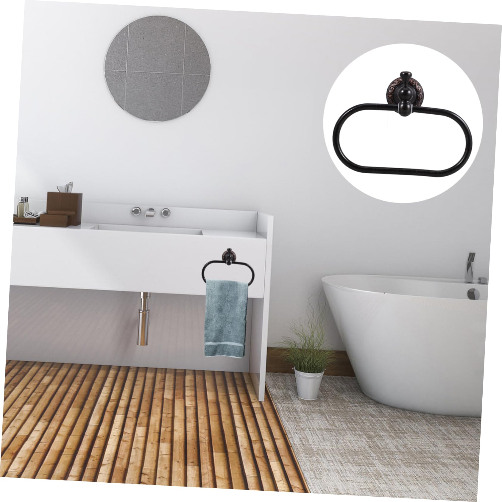 jojofuny Portasciugamani ad Anello in Rame Portasciugamani da Parete per Bagno Design Retrò Moderno Salvaspazio per Appendere Asciugamani e Accessori in Cucina e Bagno