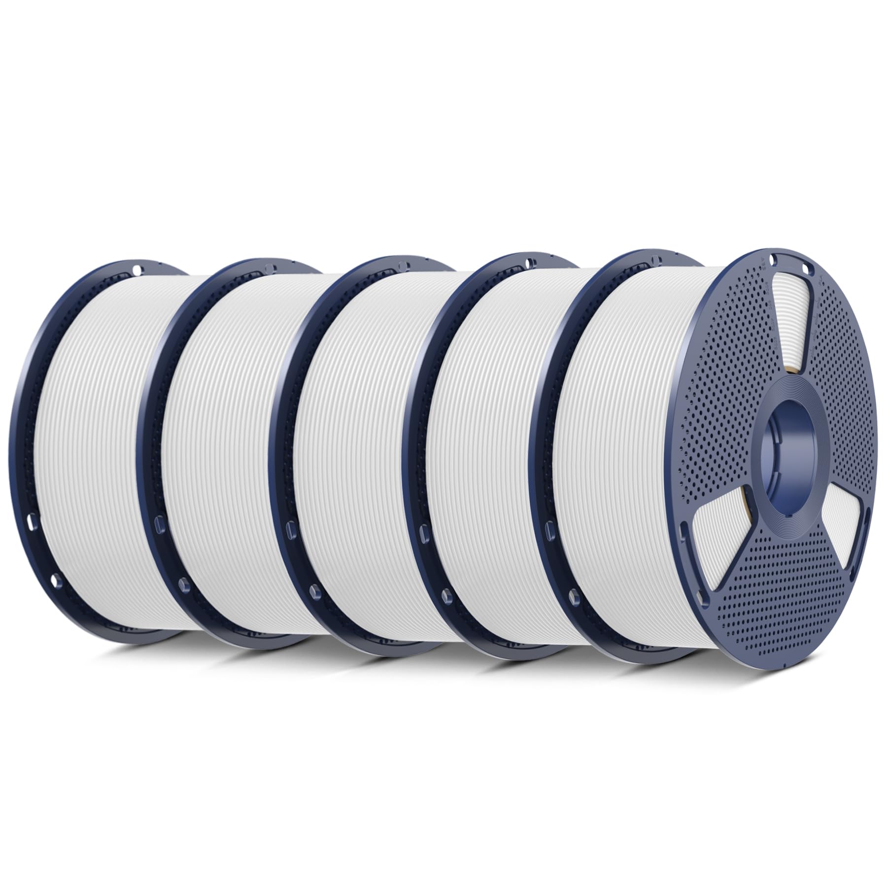 SUNLU 5KG PLA+ Filament Pakiet, Filament PLA Plus Drukarki 3D 1,75 mm ± 0,02 mm, 1 kg na Szpulę, 5 Rolki, Pla+ Biały