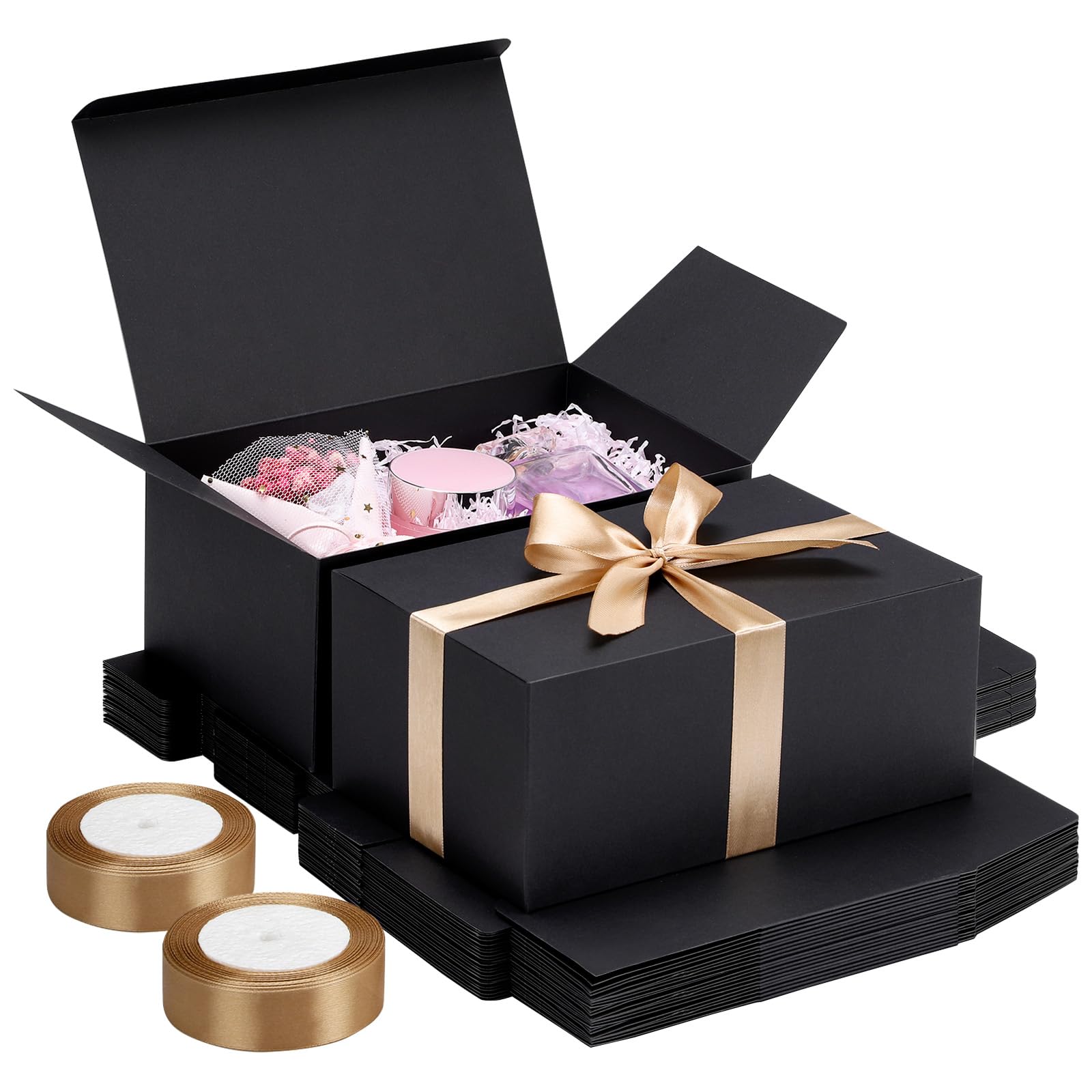 EUSOAR Confezione regalo nera, 20 scatole per proposte di damigella d'onore da 22,9 x 15,2 x 10,2 cm, con coperchio, facili da montare, in cartone, con nastro, per matrimoni, lauree, vacanze