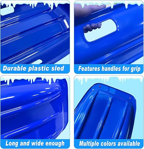Miniatura 2 de Paquete de 3 trineos de nieve para niños y adultos trineos para niños con asa y cuerda