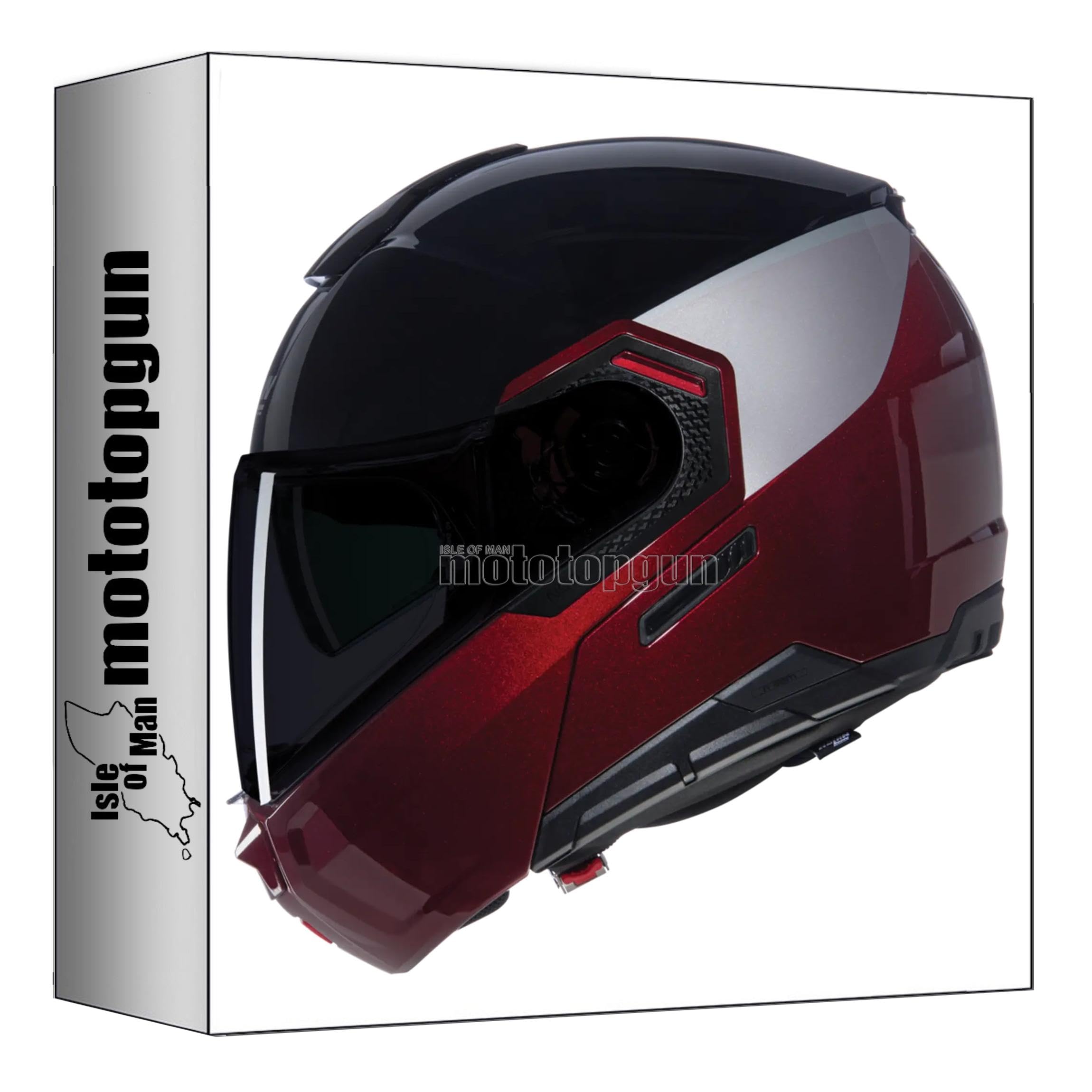 Casque Nolan N90-3 Travelling modulable noir rouge verni spécial